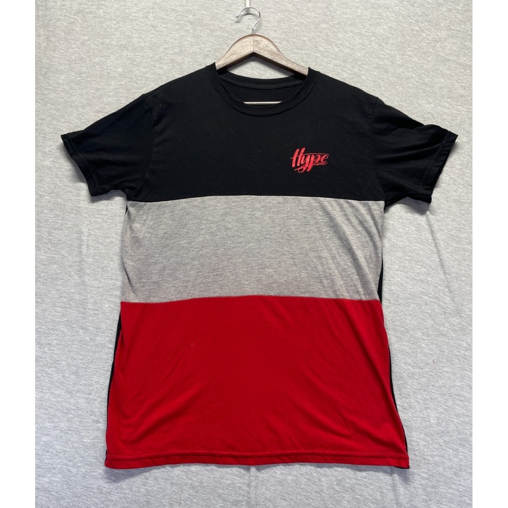 Vibes T-Shirt Mens Medium Multi Colorblock Hype Flaming Rose Graphic Crew Neck